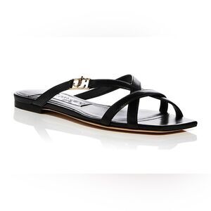 Jimmy Choo Jess black Crisscross Flat Sandals 38